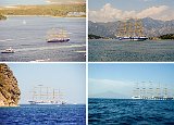 Royal Clipper Anchored in Various Harbors