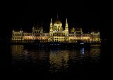 Hungarian Parliament Building at Night from the Danube River